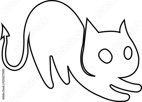 Funny cat icon.Collection of silhouette of funny cats in different poses. Vector illustration isolated on white background. Drawing with children.Halloween damn kittens.Cat is misbehaving and playing.