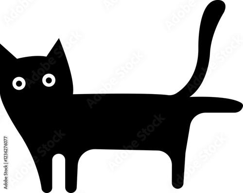 Funny cat icon.Collection of silhouette of funny cats in different poses. Vector illustration isolated on white background. Drawing with children.Halloween damn kittens.Cat is misbehaving and playing.