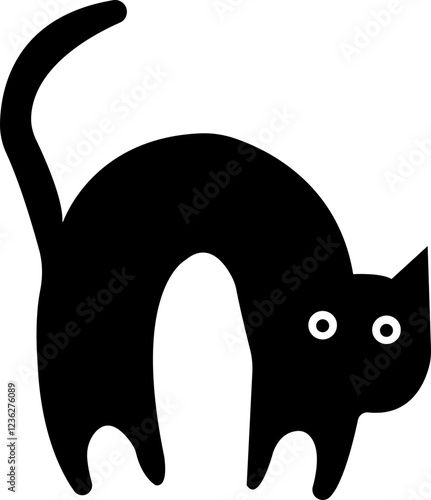 Funny cat icon.Collection of silhouette of funny cats in different poses. Vector illustration isolated on white background. Drawing with children.Halloween damn kittens.Cat is misbehaving and playing.
