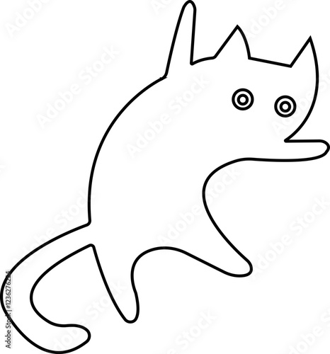 Funny cat icon.Collection of silhouette of funny cats in different poses. Vector illustration isolated on white background. Drawing with children.Halloween damn kittens.Cat is misbehaving and playing.