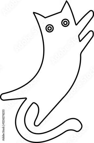 Funny cat icon.Collection of silhouette of funny cats in different poses. Vector illustration isolated on white background. Drawing with children.Halloween damn kittens.Cat is misbehaving and playing.