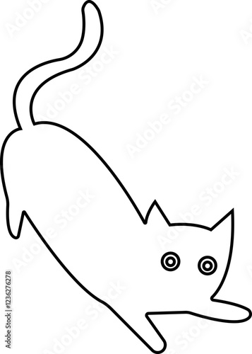 Funny cat icon.Collection of silhouette of funny cats in different poses. Vector illustration isolated on white background. Drawing with children.Halloween damn kittens.Cat is misbehaving and playing.