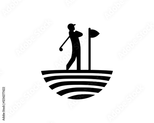 golf silhouette logo design icon. Black color golf logo template