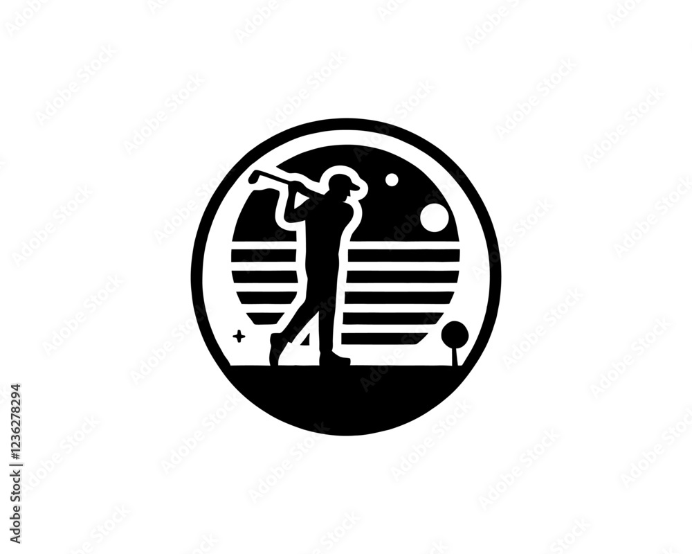 Fototapeta premium golf silhouette logo design icon. Black color golf logo template