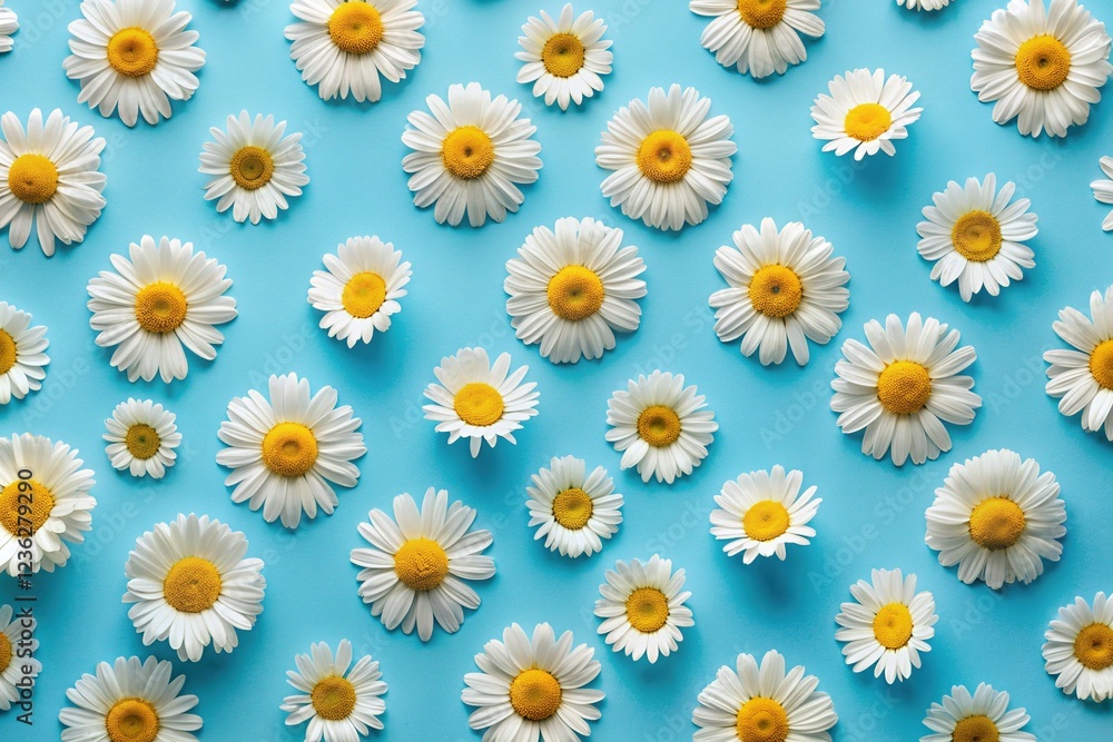 Serene Summer Daisy Blooms on Azure Blue Serene Summer Daisy Blooms on Azure Blue