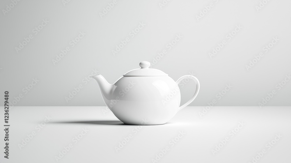 White teapot on white background, minimalist design, for kitchenware ads White teapot on white background, minimalist design, for kitchenware ads