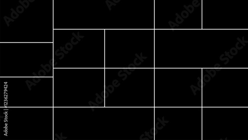 Empty collage for 17 pictures. Vector photo frame for memory.