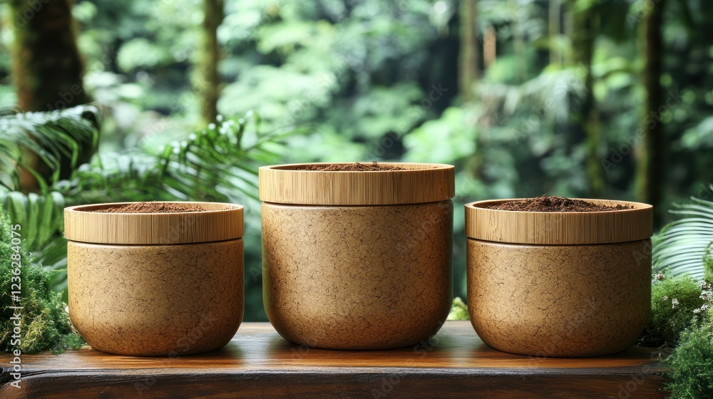 Bamboo containers soil jungle backdrop storage