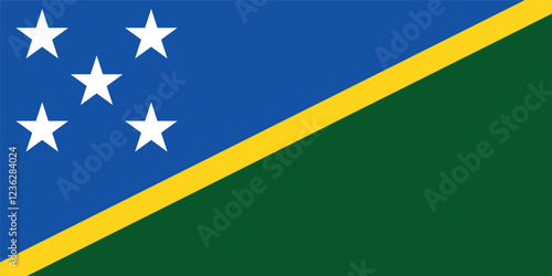 The flag of Solomon Islands, with accurate proportions and official colors. Vector image.