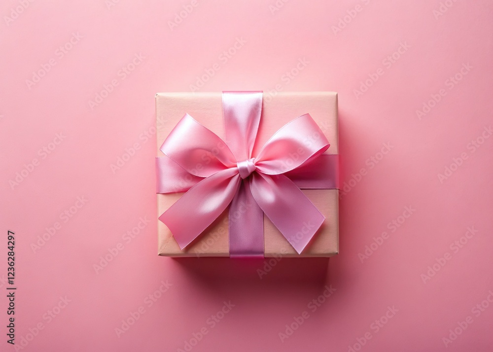 Valentines Day Concept Minimal Flat Lay Composition with Gift Box and Copy Space Valentines Day Concept Minimal Flat Lay Composition with Gift Box and Copy Space