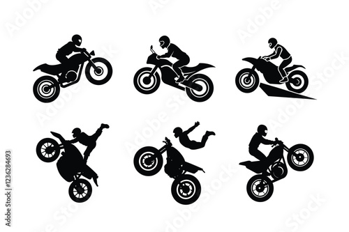 Motorcycle stunt show silhouettes