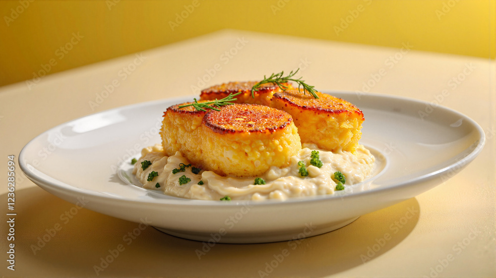 Gourmet Janssons frestelse served in rustic kitchen, culinary delight Gourmet Janssons frestelse served in rustic kitchen, culinary delight