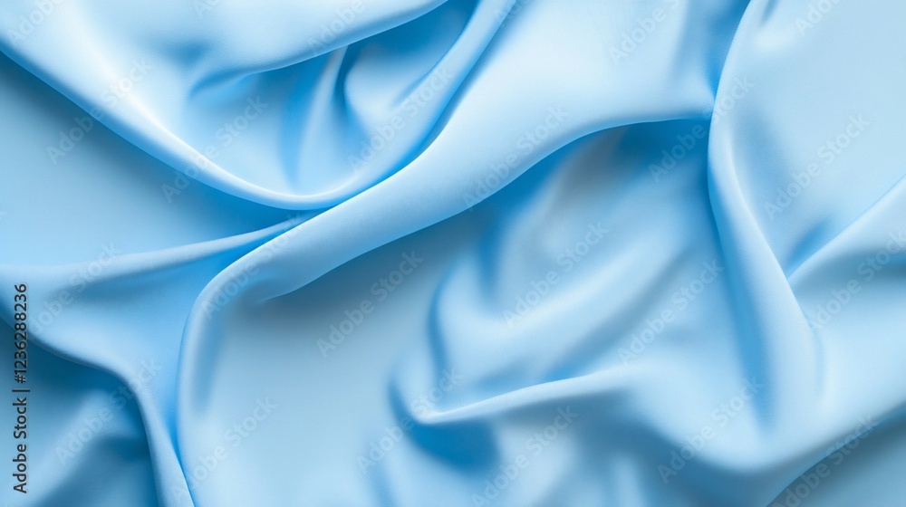 Obraz premium Elegant light blue fabric with soft folds and waves creating abstract patterns and textures