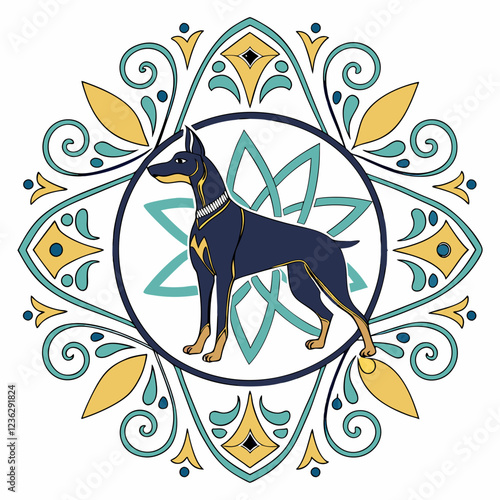 Mandala style dog vector art