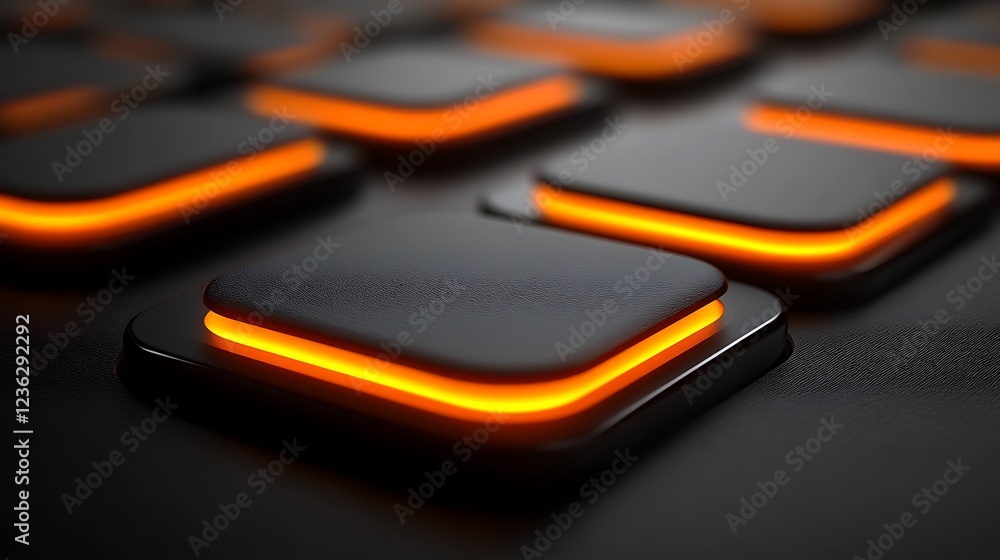 Illuminated Black Square Buttons Abstract Design Illuminated Black Square Buttons Abstract Design