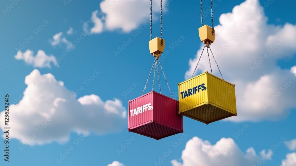 Two shipping containers labeled Two shipping containers labeled