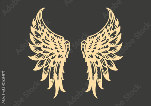 Angel wings silhouette tattoo. Vector illustration.