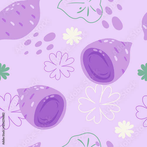 Seamless pattern taro on color background. Vector illustration.