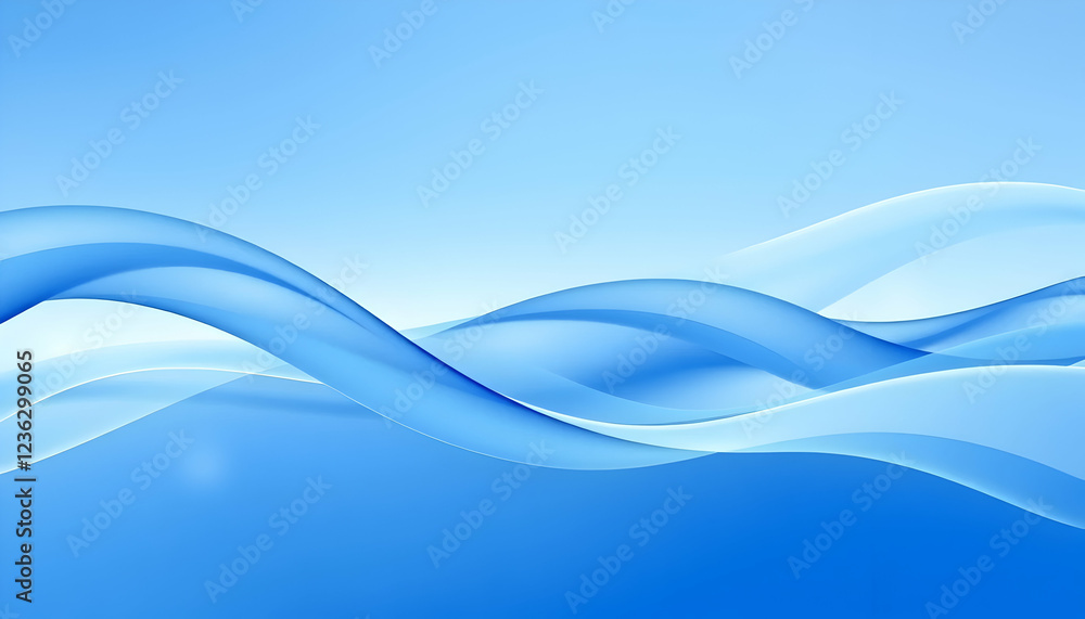 Fototapeta premium Abstract blue waves, flowing curves, dynamic lines, ethereal atmosphere, light and shadow, smooth gradients, aquatic theme, digital art, minimalist composition, peaceful mood, underwater inspired, ele