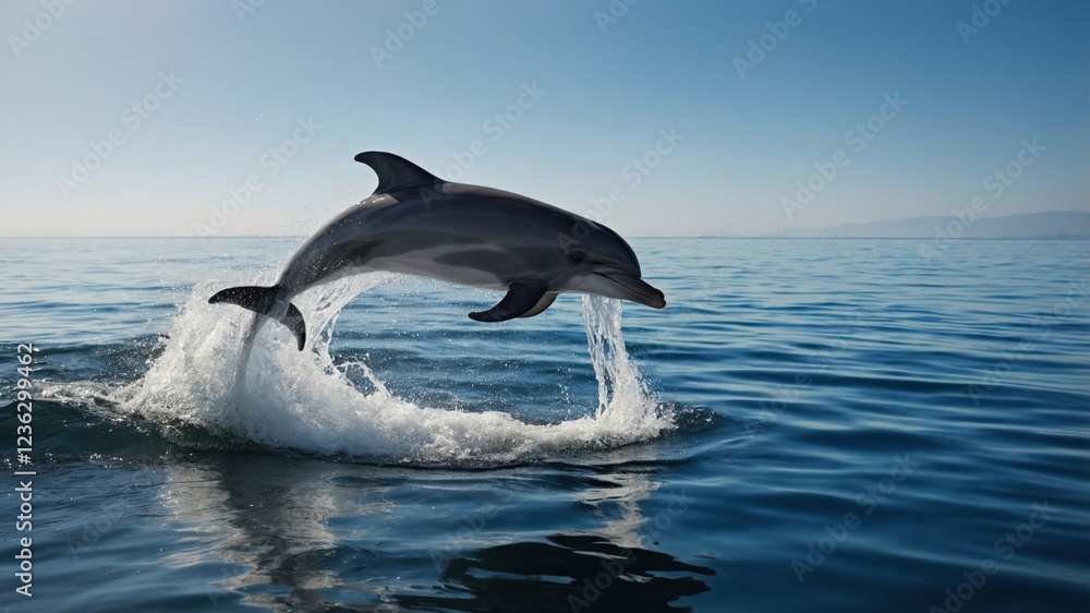 Fototapeta premium Dolphin leaping,ocean wildlife,marine mammal,aquatic animal