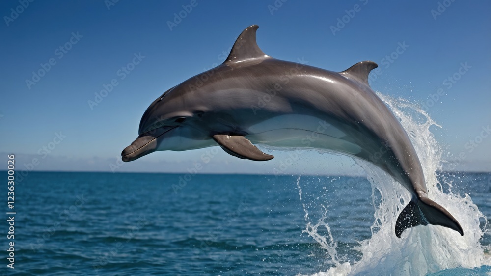 Fototapeta premium Dolphin leaping,ocean wildlife,marine mammal