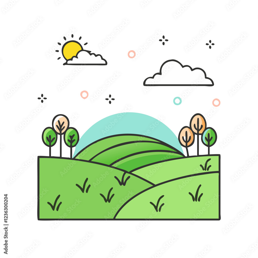 Fototapeta premium meadow icon, meadow vector illustration-simple illustration of meadow, perfect for meadow logos and icons