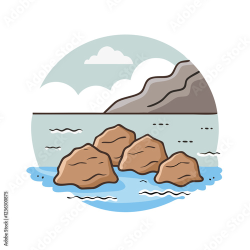 rocks by shoreline icon, rocks by shoreline vector illustration-simple illustration of rocks by shoreline, perfect for rocks by shoreline logos and icons photo