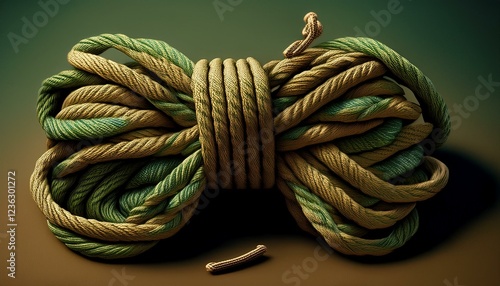 simple knots rope rope khaki color and knots for mountaineering photo