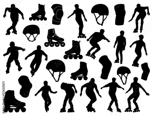 ROLLER SKATE SILHOUETTE ON WHITE BACKGROUND