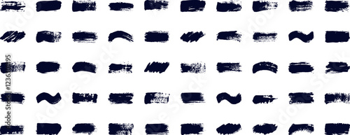 Brushes. Hand drawn painted strokes, box, bubble. Colorful texture paint frames. Grunge pen elements, marker shapes. Abstract brushes frames for text, banner for design