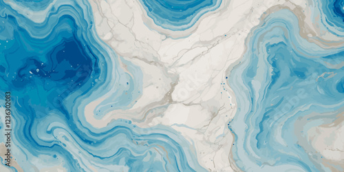 Top and aerial view of wave ocean sea background. Blue and white wavy sea water background