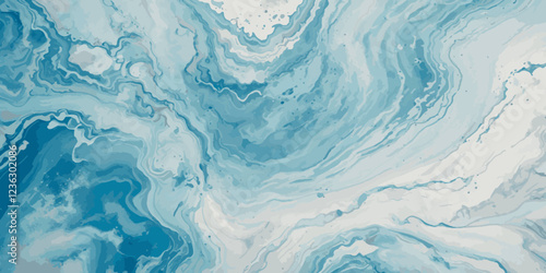 Top and aerial view of wave ocean sea background. Blue and white wavy sea water background