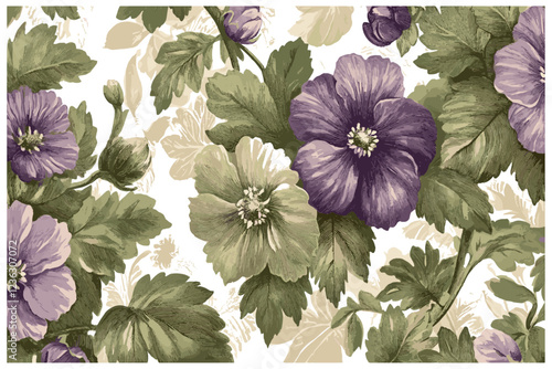 With intricate details and a vintage engraving style, 2055 Cineraria’s muted purples and greens bring an enchanting old-world charm to life, creating a timeless masterpiece.