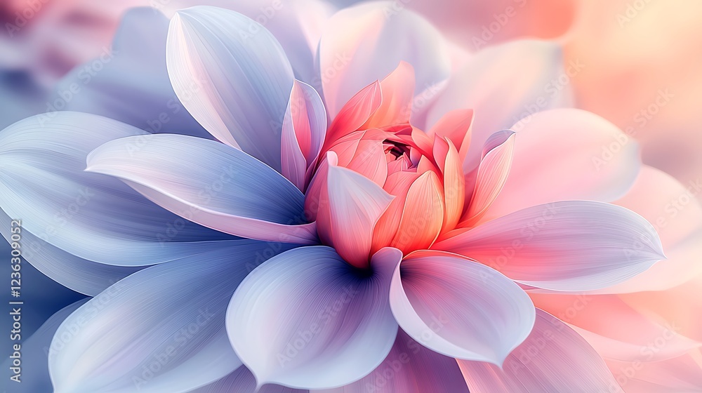 Fototapeta premium Pastel Dahlia Close-up, Soft Focus, Garden Bloom, Springtime, Floral Design