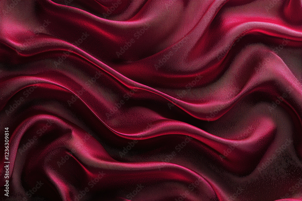 Luxurious crimson silk with flowing waves and soft highlights, showcasing elegance and depth in texture and color Luxurious crimson silk with flowing waves and soft highlights, showcasing elegance and depth in texture and color