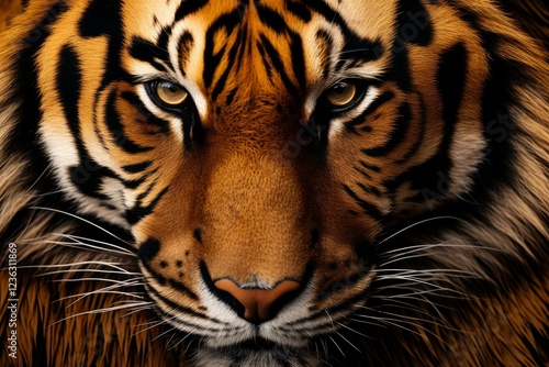 Artistic Tiger fur cat banner. Nature mammal. Generate Ai photo