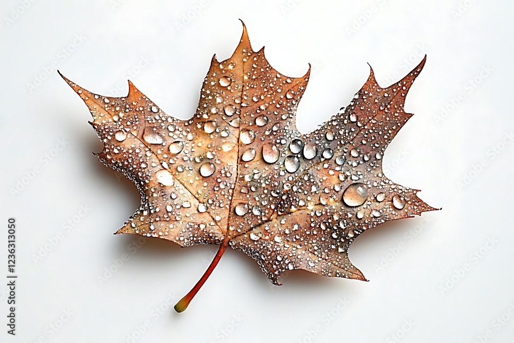 Autumn Leaf with Dew Drops - Nature's Beauty Autumn Leaf with Dew Drops - Nature's Beauty