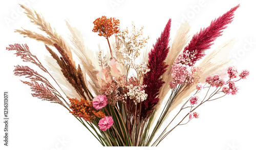 Antique Boho Floral Arrangement with Pampas Grass and Thistles, Perfectly Designed to Enhance Vintage Home Decor with Rustic Charm and Natural Elegance.