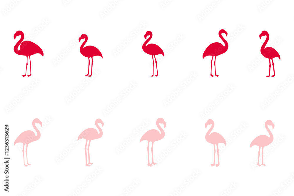 Fototapeta premium Flamingo Silhouette Icon Set