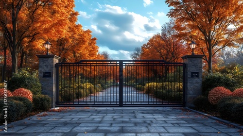 Fototapeta Naklejka Na Ścianę i Meble -  A gate with a sign that says 