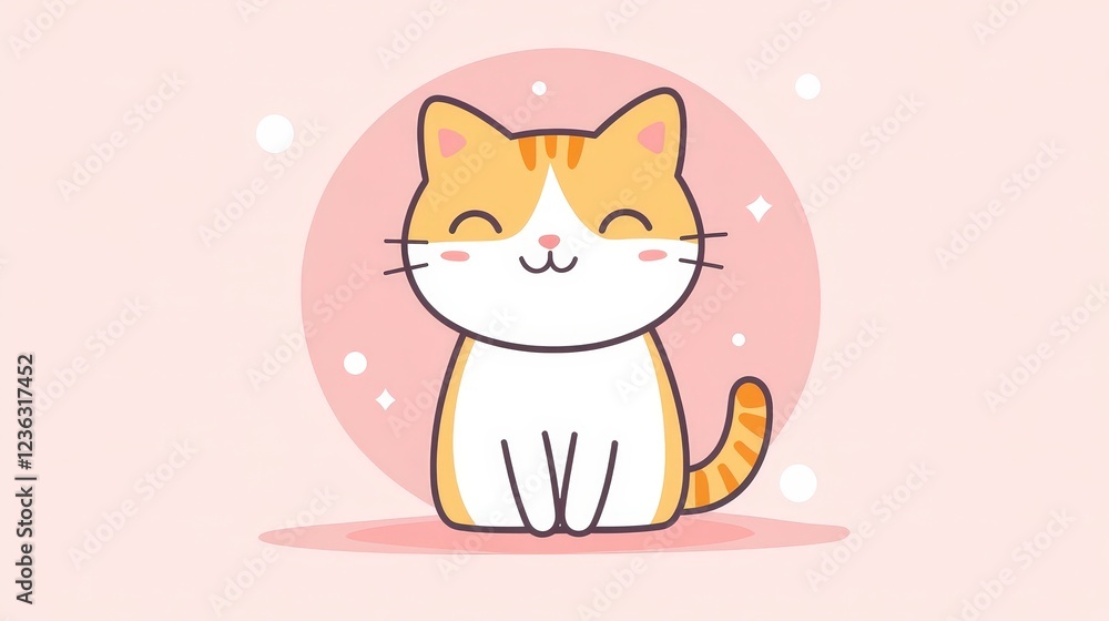 Happy Cute Orange Cat Character With Cheerful Expression Design Happy Cute Orange Cat Character With Cheerful Expression Design
