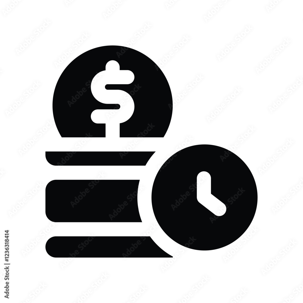 time is money solid icon. vector icon for your website, mobile, presentation, and logo design. time is money solid icon. vector icon for your website, mobile, presentation, and logo design.