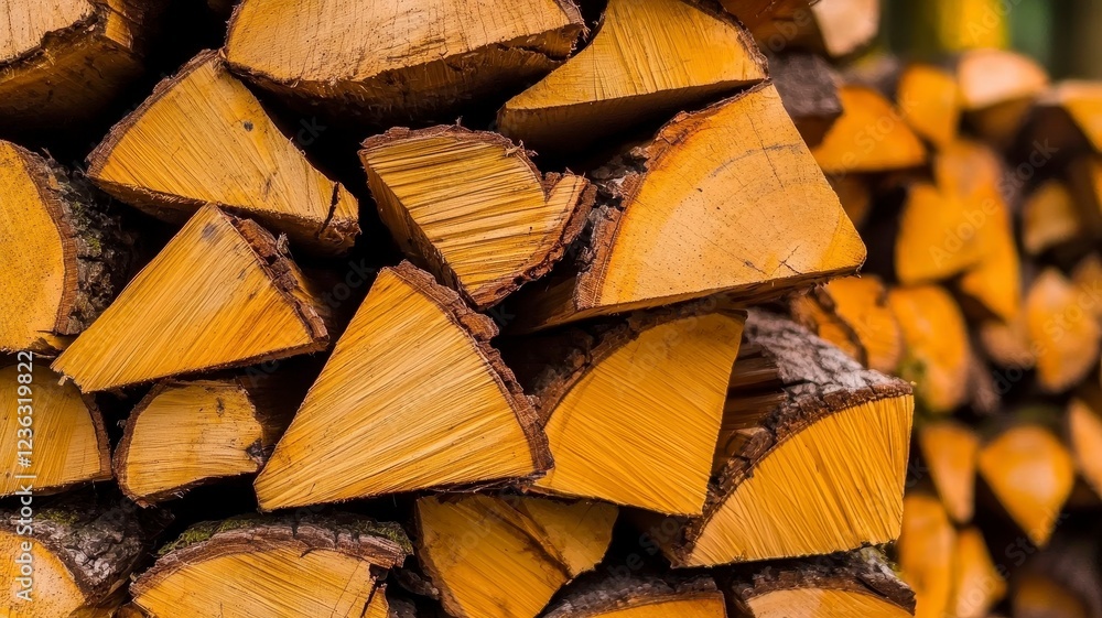 Cut logs firewood supply concept. A close-up of neatly stacked firewood, showcasing the natural texture and warm hues of the wooden logs. Cut logs firewood supply concept. A close-up of neatly stacked firewood, showcasing the natural texture and warm hues of the wooden logs.