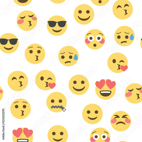 Seamless pattern of emoticons and emoji, emoji vector illustration, emoji background for social network.