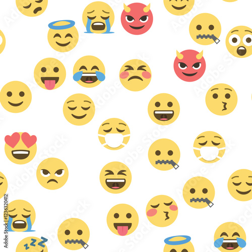 Seamless pattern of emoticons and emoji, emoji vector illustration, emoji background for social network.
