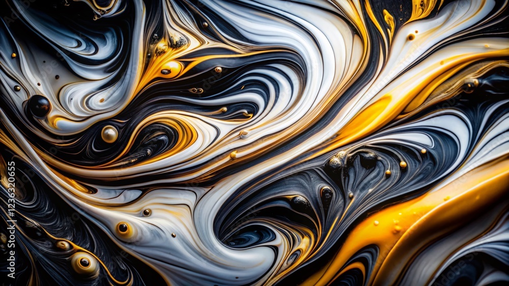 Abstract Black and White Liquid Paint Swirl on White Paper Background - Low Light Photography Abstract Black and White Liquid Paint Swirl on White Paper Background - Low Light Photography