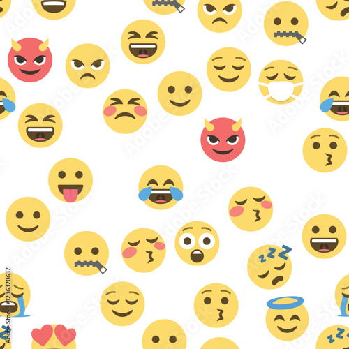 Seamless pattern of emoticons and emoji, emoji vector illustration, emoji background for social network.