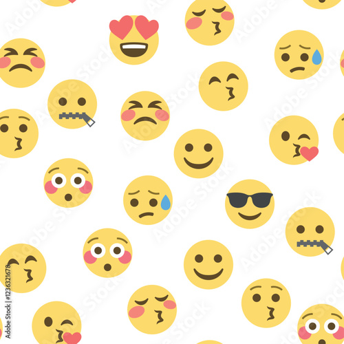 Seamless pattern of emoticons and emoji, emoji vector illustration, emoji background for social network.