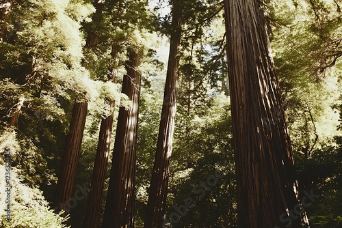 Majestic Redwood Forest in Sunlight photo