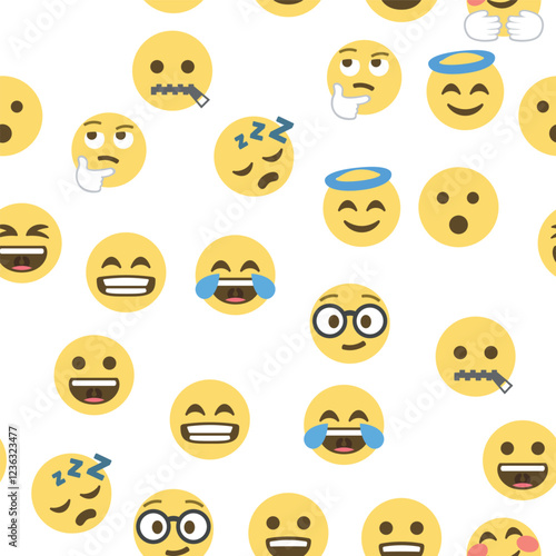 Seamless pattern of emoticons and emoji, emoji vector illustration, emoji background for social network.